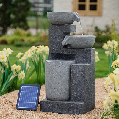 Gartenbrunnen mit Kaskadenfunktion, Solar-LED-Beleuchtung, Felsfall-Wasserspiel secondary
